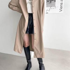 [다잇템]여자 세일러카라 가죽 레더 스트랩 롱코트 (8156791)