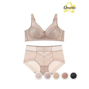 [오모떼] 프리미엄 수피마 코튼 풀커버 레이스 브라 팬티 2종 세트/컬러택일