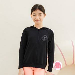 [베이직엘르]베이직엘르 여아동 블랙 후드 집업 래쉬가드 BEG-X605K