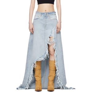 25 SS 베트멍 여성 블루 디스트레스 데님 맥시 스커트 251669F093000