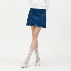 플라스틱아일랜드  (PR2DS363) [C]절개 포인트 데님 미니 스커트