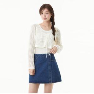 플라스틱아일랜드  랩 숏 데님 스커트 (PR2DS482)