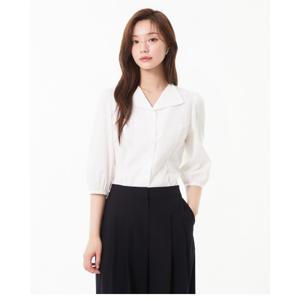 플라스틱아일랜드  오픈카라 볼륨소매 블라우스 (PR2WB433)
