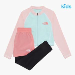 노스페이스키즈 NJ5JR22T 피치 서프사이드 집업 세트 수영복 크롭