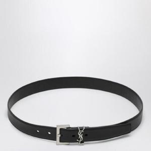 SAINT LAURENT Cassandre black smooth leather belt 634437BOO0E/Q_YSL-1000