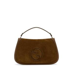 GUCCI 브라운 스웨이드와 가죽 대형 구찌 블론디 핸드백 815723CAAAU 2808