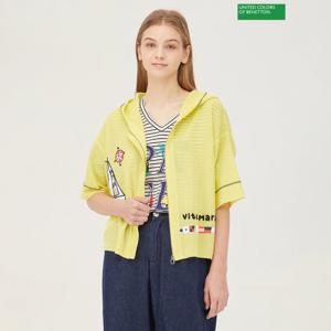 베네통 돛단배 후드 니트 집업 BAKC63431