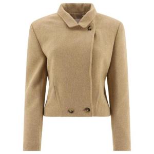 여성 Isabel Marant Etoile 캐시디 쇼트 코트 23ECECRU