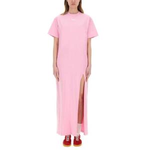 MSGM 로고 프린트 사이드 슬릿 맥시 드레스 3841MDA83257002 12 TP936076842