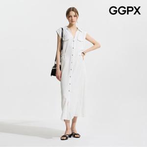 [GGPX] 린넨 견장 스트라이프 카라넥 원피스 (GP6OP053F)