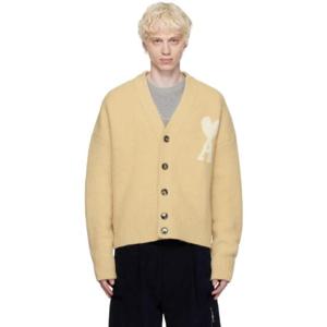 AMI Paris 가디건 옐로우 아미 드 꾀흐 가디건 232482M200000