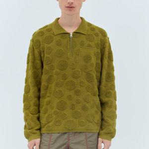 25 SS 브레인 데드 Dot 도트 엠보스 패턴 하프 집업 스웨터 O12003739GR