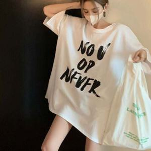 F007527_빈티지프린팅 루즈핏 롱 반팔티 나염티 여름티셔츠 반팔티셔츠 롱티셔츠 빅사이즈 루즈핏박시핏 나염티 프린팅티셔츠 라운드티 오버핏반팔