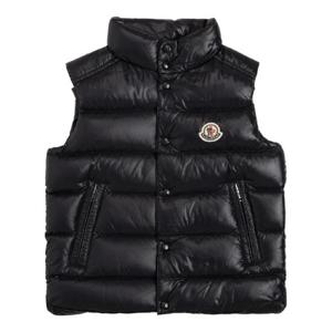 MONCLER KIDS 로고 패치 민소매 블루 나일론 다운 재킷 Moncler Kids 남아 1A1262068950742