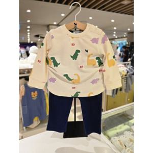 [블루독베이비] 25 FW(IV)디노 EASY 상하세트(45A7067217)  백일 선물 조카 유아 아가옷 실내복 등원 (45A7