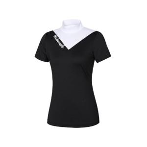 와이드앵글골프반팔티 KQJ WWM23293Z1 여성 VA 컬러 블록 반팔 반넥 티셔츠 (Black)