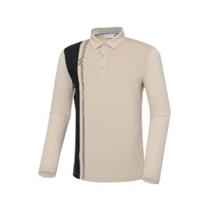와이드앵글골프긴팔 KQJ WMM23213E2 CO W.ICE 버티컬 폴로 티셔츠 M (Beige)