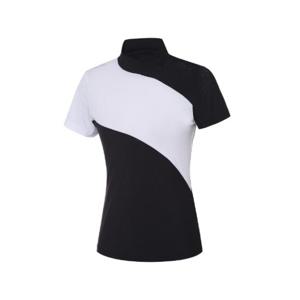 와이드앵글골프반팔티 KQJ WWM23224Z1 여성 CO 변형 라인 반넥 티셔츠 L (Black)