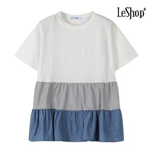 [르샵] 배색 프릴 반팔 티셔츠 (BP7TS003A)