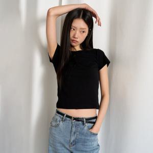 [제너럴아이디어]WOMAN 슬림 크루넥 반팔티 [BLACK] / WBE2L0151