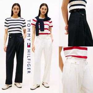 타미힐피거 TOMMY HILFIGER XW04789-DW5 여자 골드버튼 와이드 레그 팬츠 바지