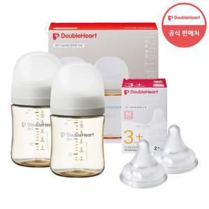 [더블하트] 3세대 160ml 모먼트 트윈팩(젖병2개) + 젖꼭지 2개