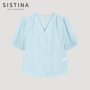 [SISTINA] 인기 퍼프 슬리브 브이넥 블라우스_AWWBLO21090_LL