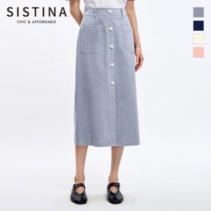 [SISTINA] 인기 스티치 버튼 장식 스커트_AWWSKO21060
