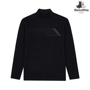 [블랙앤화이트] 남성 베이직 하이넥 기모 티셔츠 9204GXSP_BLACK