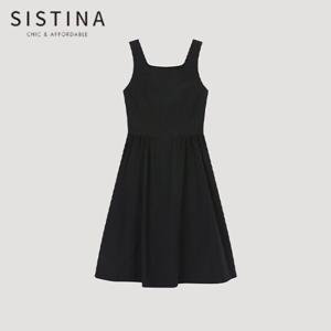 [SISTINA] 인기 셔링 스퀘어넥 슬리브리스 원피스_AWWOPO21210_BK