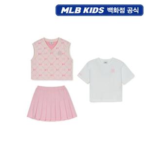 [MLB키즈PG] 다이아 모노그램 여아 베스트 반팔 3 SET (7FS1MD253-50IVS)