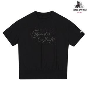 [블랙앤화이트] 여성 라글란 반팔 우븐 티셔츠 9455LZSP_BLACK