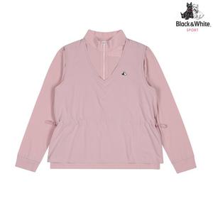 [블랙앤화이트] 여성 반하이넥 우븐패치 티셔츠 9105LZSN_PINK