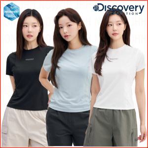 디스커버리 25년/신상 여름 프레시벤트 여성 슬림핏 절개 반팔티셔츠/냉감기능티 DWRS96053-DXNW