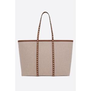 VALENTINO GARAVANI 캔버스와 가죽 소재의 Rockstud 토트백 6W2B0R04QCERDV