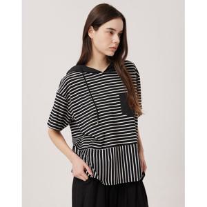 [보니스팍스](본사직영)스트라이프 아웃포켓 후드배색 티셔츠-AC28TS300