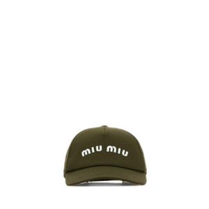 미우미우 모자 5HC179ADXIF0E9A FOREST GREEN WHITE DOM