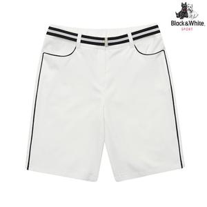 [블랙앤화이트] 여성 여름 스트라이프 벨트 기본핏 5부 반바지 5713LZWP_WHITE