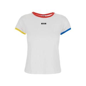 MSGM 로고 자수 크루넥 티셔츠 3841MDM84257124 01 TP940295114