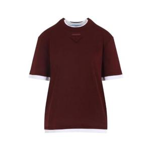 여성 Prada 레이어드 크루넥 티셔츠 F0399AMARANTO