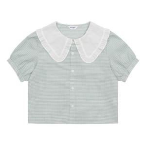 에꼴리에 세이브존03 배색 프릴 카라 블라우스 23B5654-MT