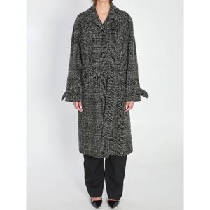 발렌시아가 블랙 그레이 체크 래글런 코트 838934 TSU20 1269