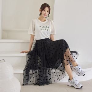 [모리스커밍홈]도트 이중 샤 스커트_M2507SK048B