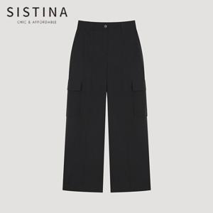 [SISTINA] 인기 스트링 헴 카고 팬츠_AWWSLO21010_BK