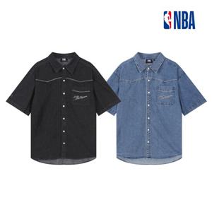 NBA 남성 GSW 오버핏 데님 반팔 셔츠 N252SH141P