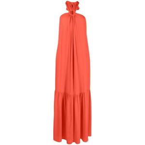 25 SS 에리카 카발리니 플리츠 디테일 홀터 넥 롱 드레스 E3ST20LINETTE TP432160652