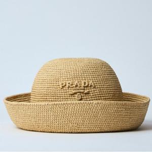 25 SS 프라다 로고 모티프 엠보 크로셰 버티컬 브림 버킷햇 1HC264 2M2K F0018