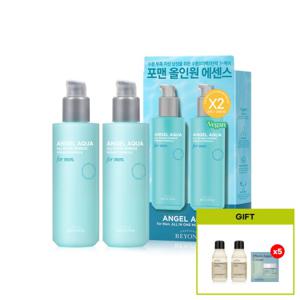 비욘드 엔젤아쿠아 포맨 올인원 에센스 200ml 더블 기획 + 여행용 체험키트(바디워시60ml + 바디 에멀전 60ml + 피토 아쿠아 크림 1ml x 5매)