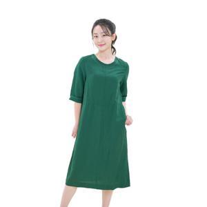 [올리비아하슬러] 스티치 소매단 라운드 린넨 원피스 _OHDMOP213
