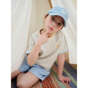 [빈폴키즈] 여아 와플 반팔 티셔츠 반바지 상하세트 베이지 (BI5342G07A)